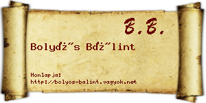 Bolyós Bálint névjegykártya