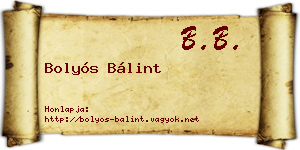 Bolyós Bálint névjegykártya